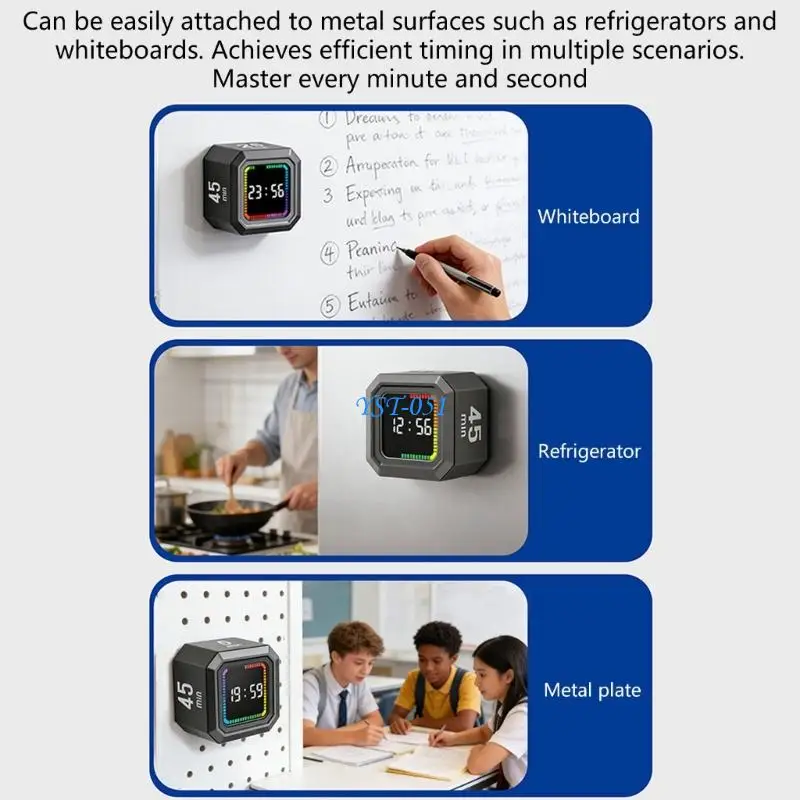 E15A Intelligent Digital Timer With 3 Volumes Level 800mAh Battery Visual Time Tracking For Studying Baking And Exercise