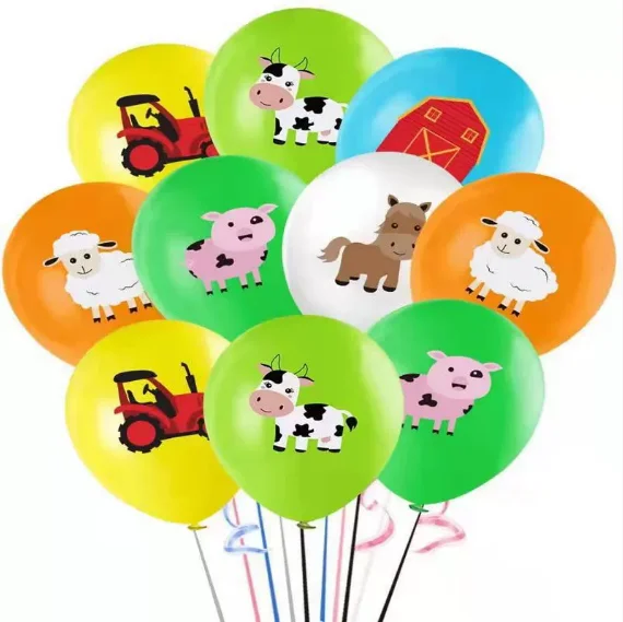 12-Zoll-Ballon-Set mit Bauernhoftier-Motiv, Geburtstagsballons, Dekoration, Party-Luftballons für Babyparty-Deko – Detail 2