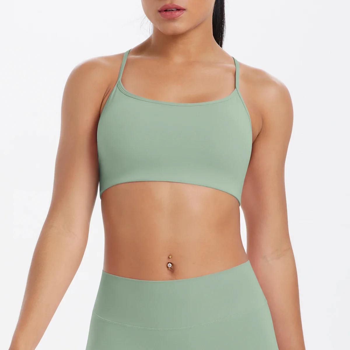 

Solid Color Gym Yoga Underwear Shock-absorbing Cross Shoulder Straps Gym Seamless High Impact Sports Bra Tank Top Women Gym
