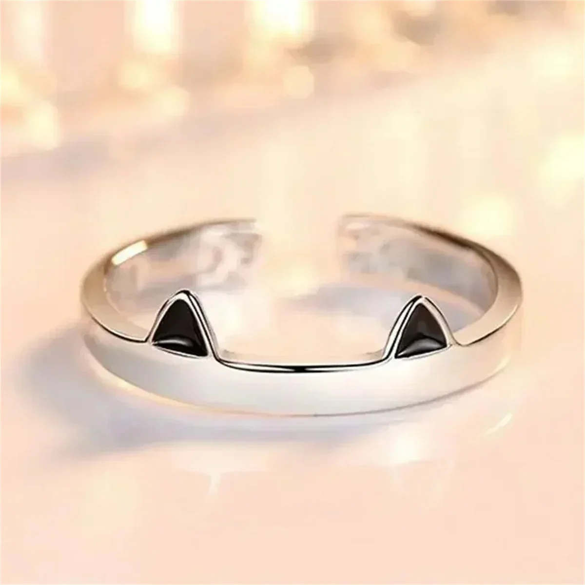 Korean Cat Ear Ring Adjustable Cute Open Ring for Girls Students Creative Couple Ring Simple Jewelry Gift for Women image 6