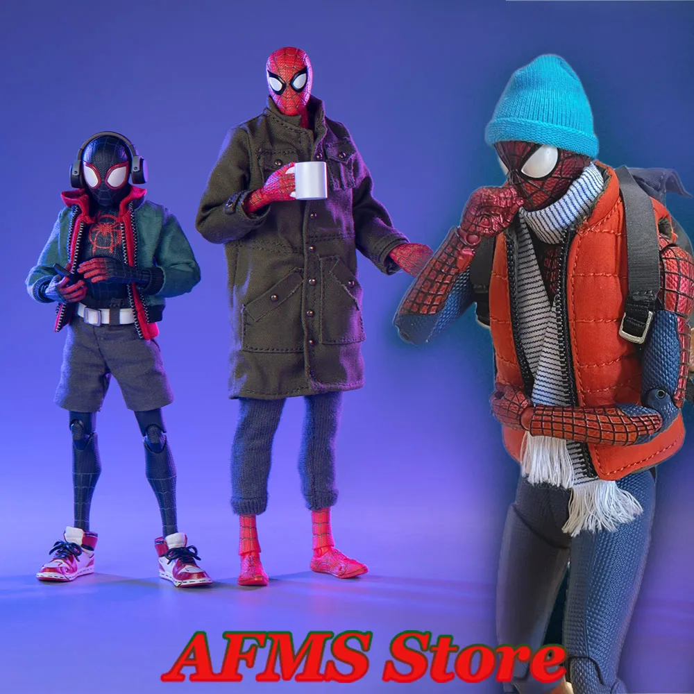 1/12 hombres soldado araña niños chaleco chaqueta pantalones universo paralelo Miles Peter Parker conjunto de ropa para modelo de figura de acción de 6 pulgadas