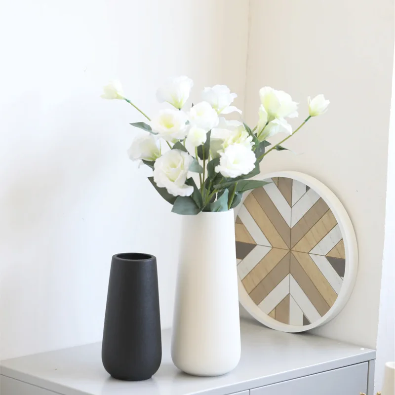 

White Ceramic Vase Modern Minimalist Home Decor - Tabletop Ornament for Room Living Room