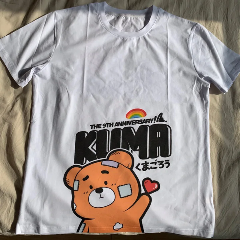 Limited Edition KUMAGORO Men\'s Injured Bear T-shirt, Casual Custom T Shirt Rag Bear Cotton Tops O-neck Short Sleeve Tshirt M~3XL