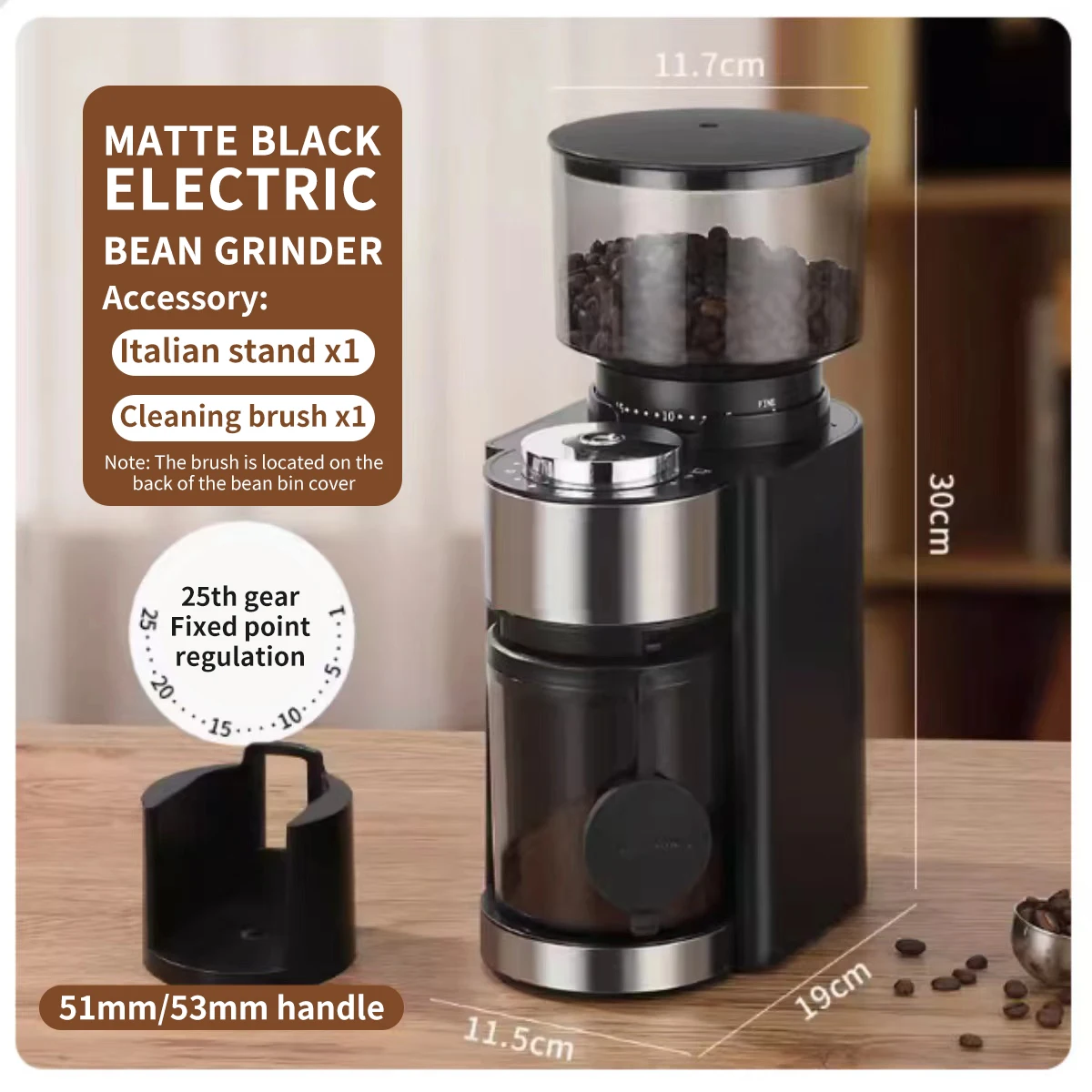 

Electric Coffee Grinder Plastic Body Automatic Burr Mill Coffee Bean Grinder French Press Drip Coffee and Espresso