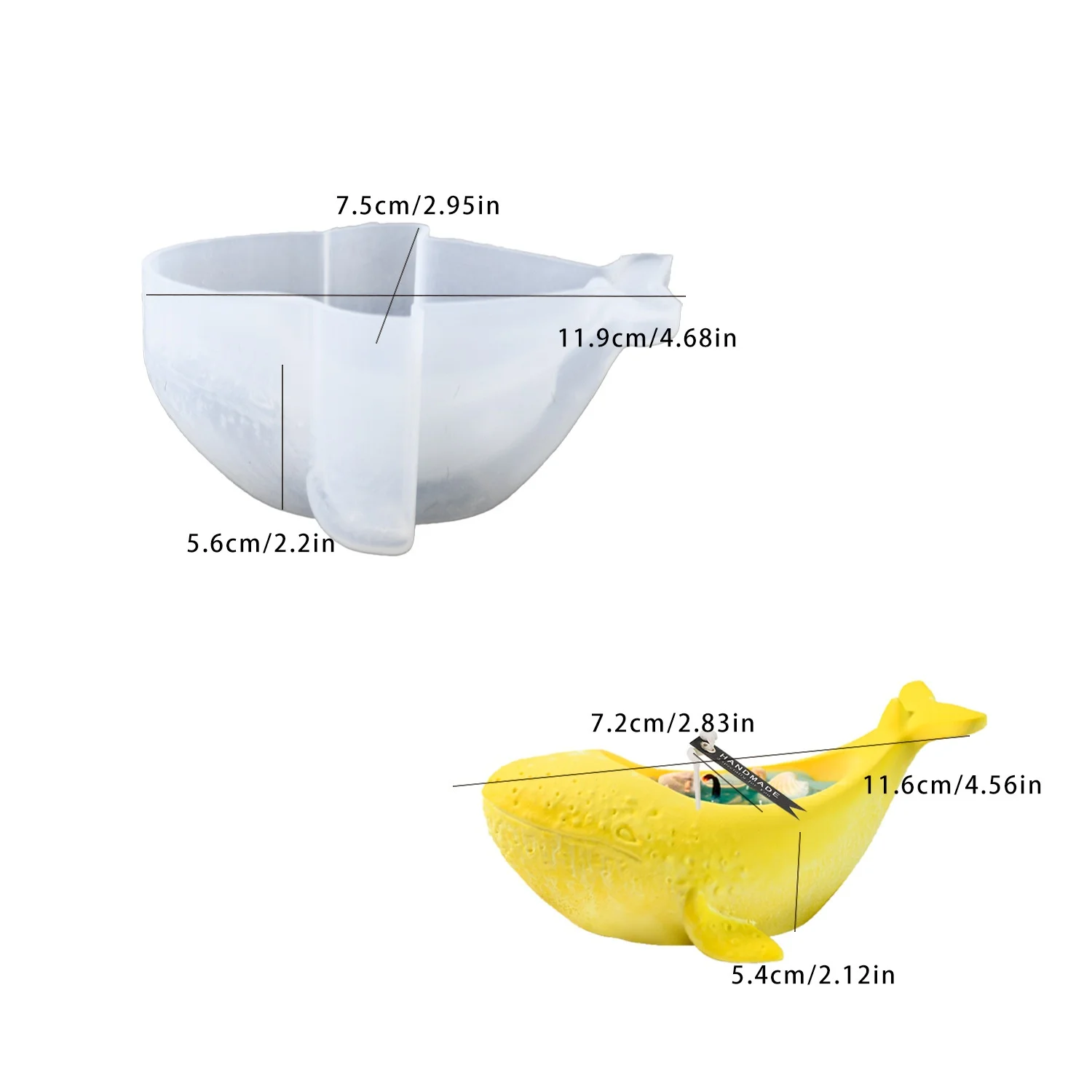 Moule en silicone DIY pour résine époxy, grand porte-bougie en forme de baleine, moule en plâtre pour pot de fleurs succulentes, moule de rangement