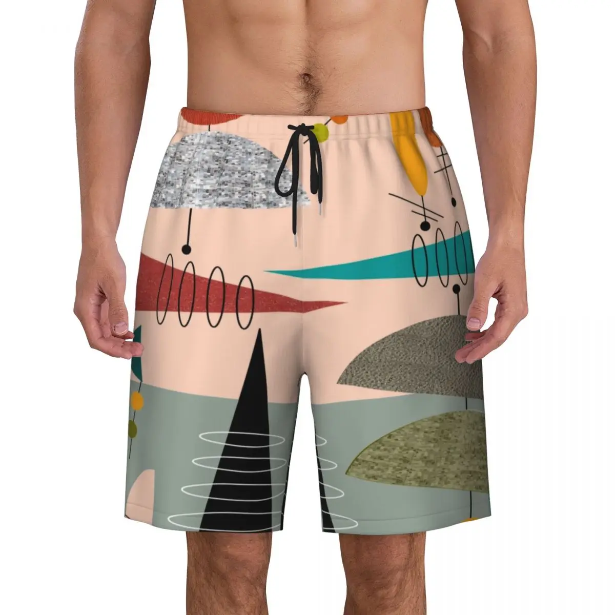 

Custom Minimalist Mid Century Modern Abstract Swim Trunks Men Quick Dry Board Shorts Geometric Bathing Suits Boardshorts