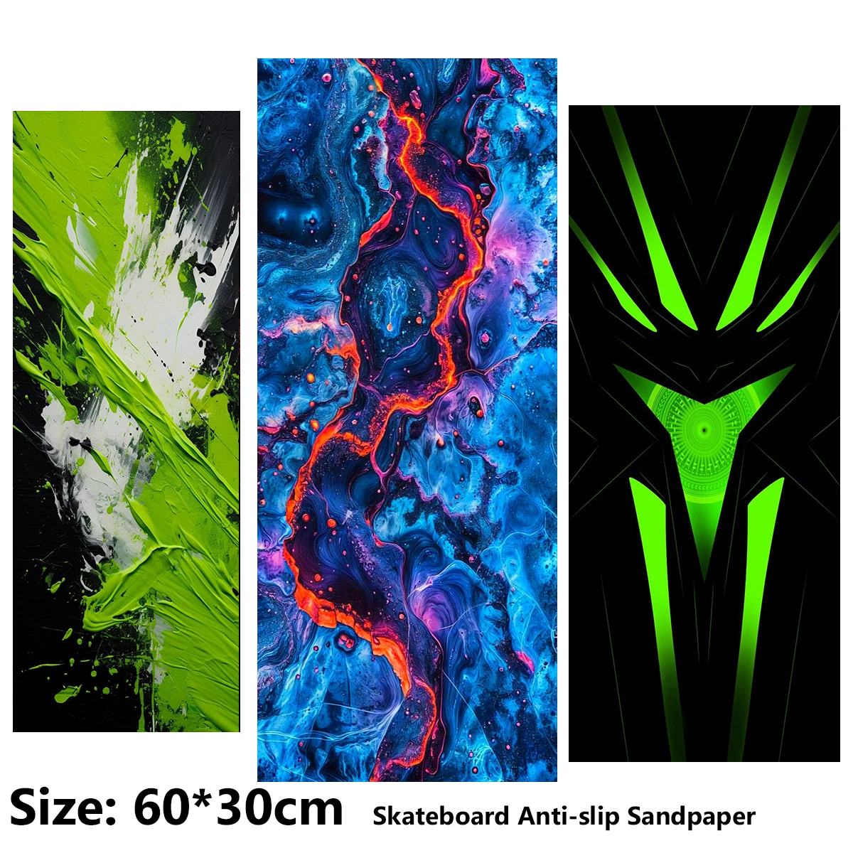 ElecStric Scooter Anti-slip Sticker Sandpaper Skateboard Grip Tape Sheet 60*30cm Splash Ink Fluid Pattern Mecha Design