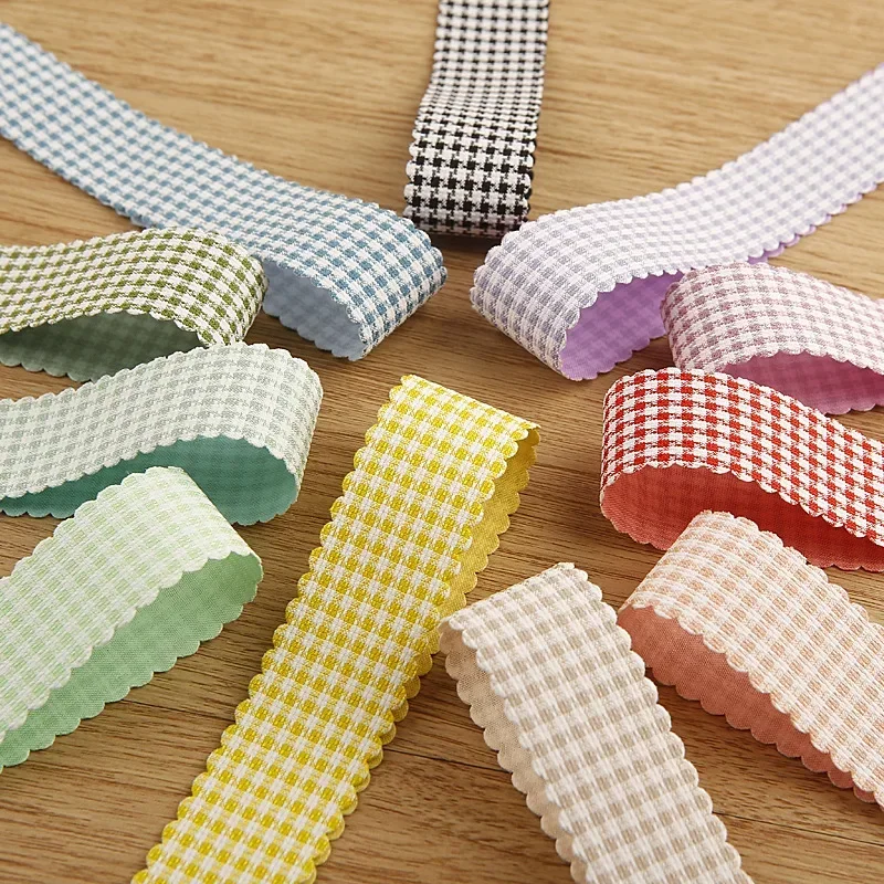 1 Set 100Yards Wavy Lace  Houndstooth Lattice Stripes Ribbon DIY Crafts Hair Bow Handmade Webbing  Decoration 1