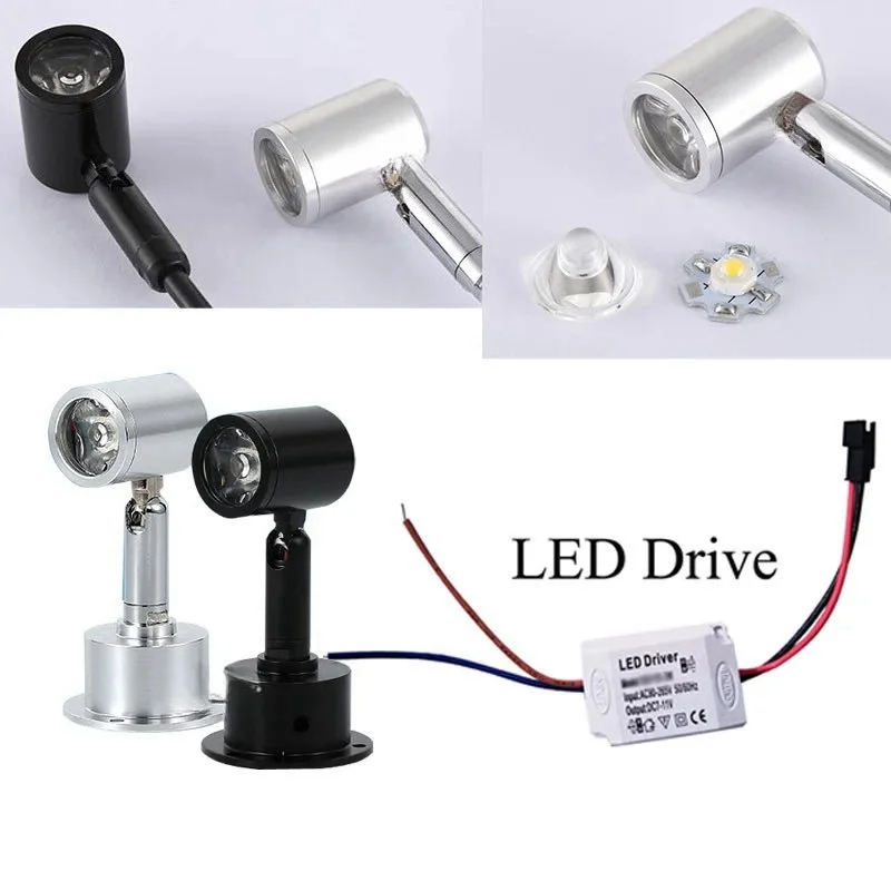 LED Spotlights 3W LED Ceiling Surface Mounted Cabinet Light for Counter Jewelry Display Showcase AC110V 220V DC12V Spot Lamp