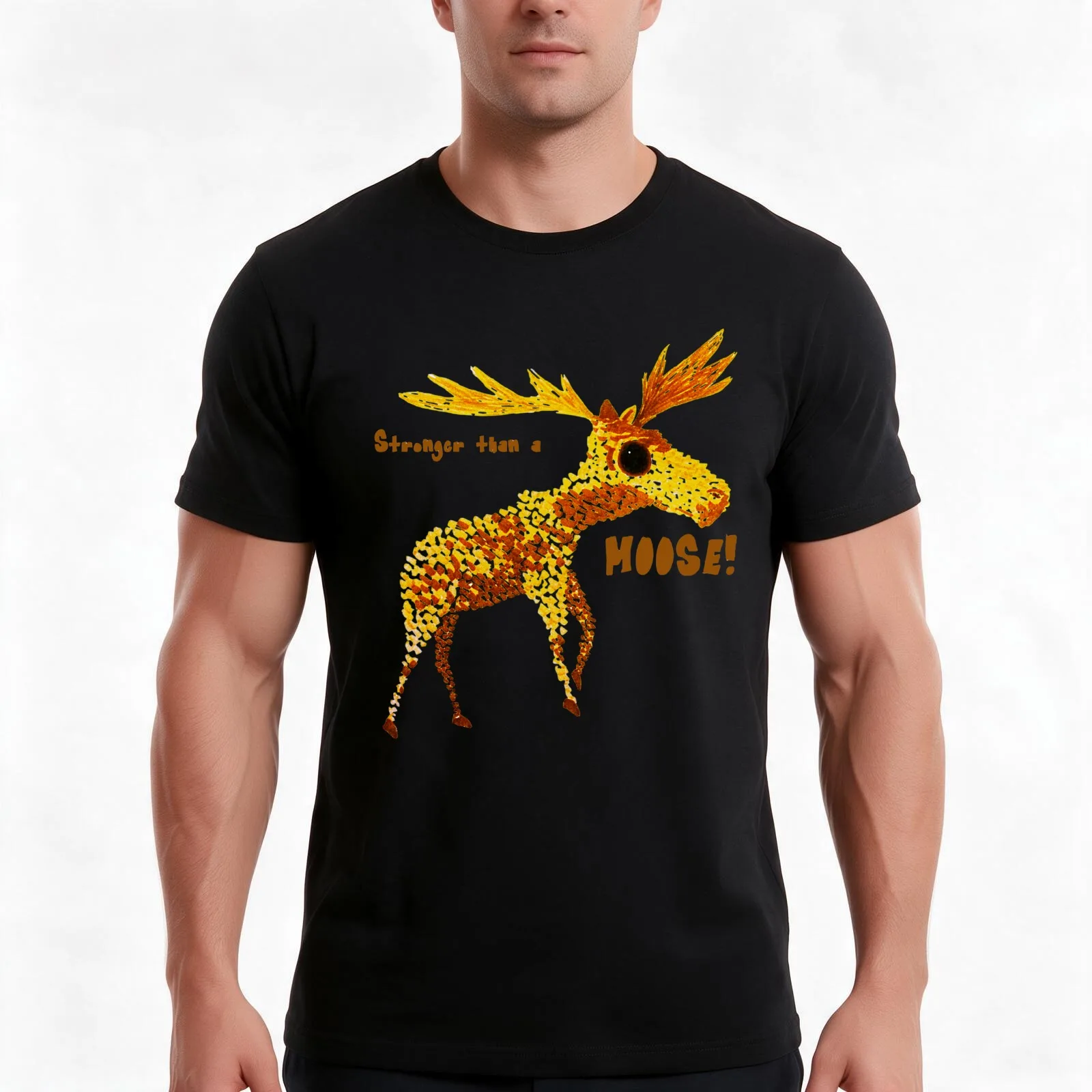 Stronger than a Moose! T-Shirt, Summer Casual Cotton Tee, Oversized Streetwear Tops, Vintage Graphic Print, Unisex Men Women