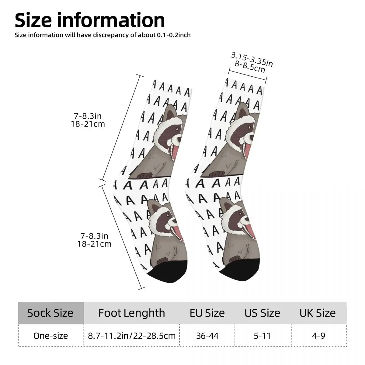 Screaming Raccoon Socks Shopping 3D Print Boy Girls Mid-calf Sock