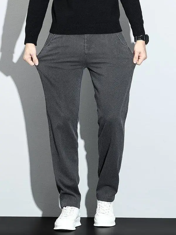 

New 2026 Men's Casual Pants Straight Leg Non-Ironed ey Busin Casual Wear Spring Summer Slim Fit Flat Front