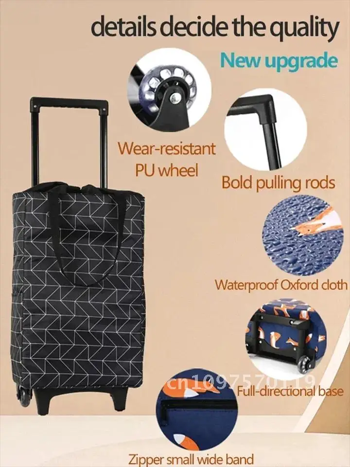 屋外ピクニックプルポータブル折りたたみショッピングカートオーガナイザー格納式ホイール野菜食料品バッグ防水トロリー