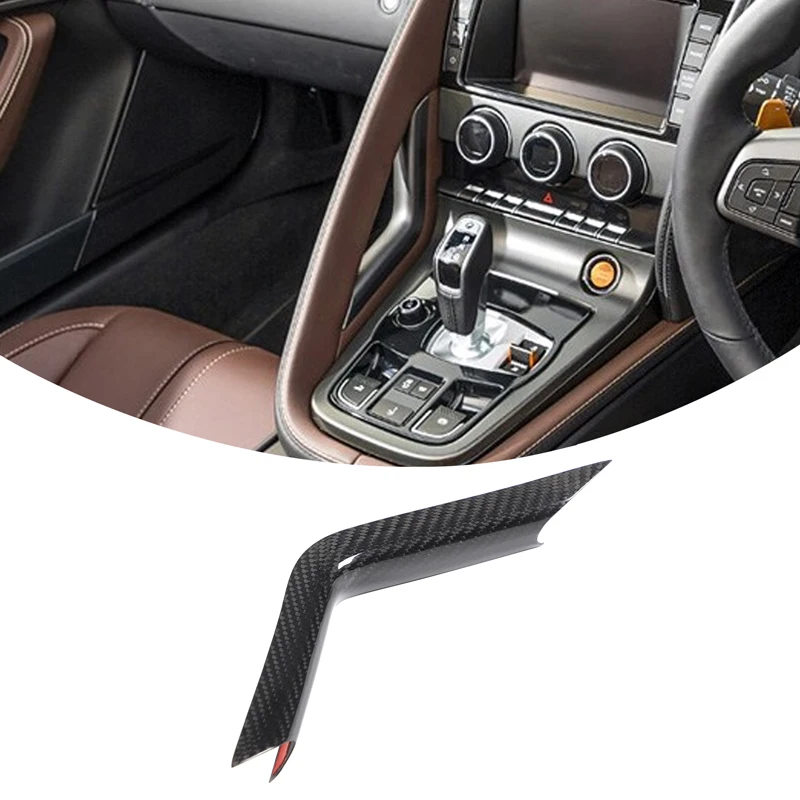 Real  carbon fiber For 2013-2025 Jaguar F-TYPE car center console gear L-shaped decorative strip car interior sticker LHD RHD