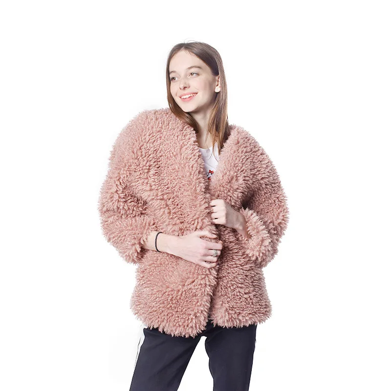 Autumn and Winter New Imitation Sheep Beach Hair Short Fashion All-match Coat Furry Fur Women