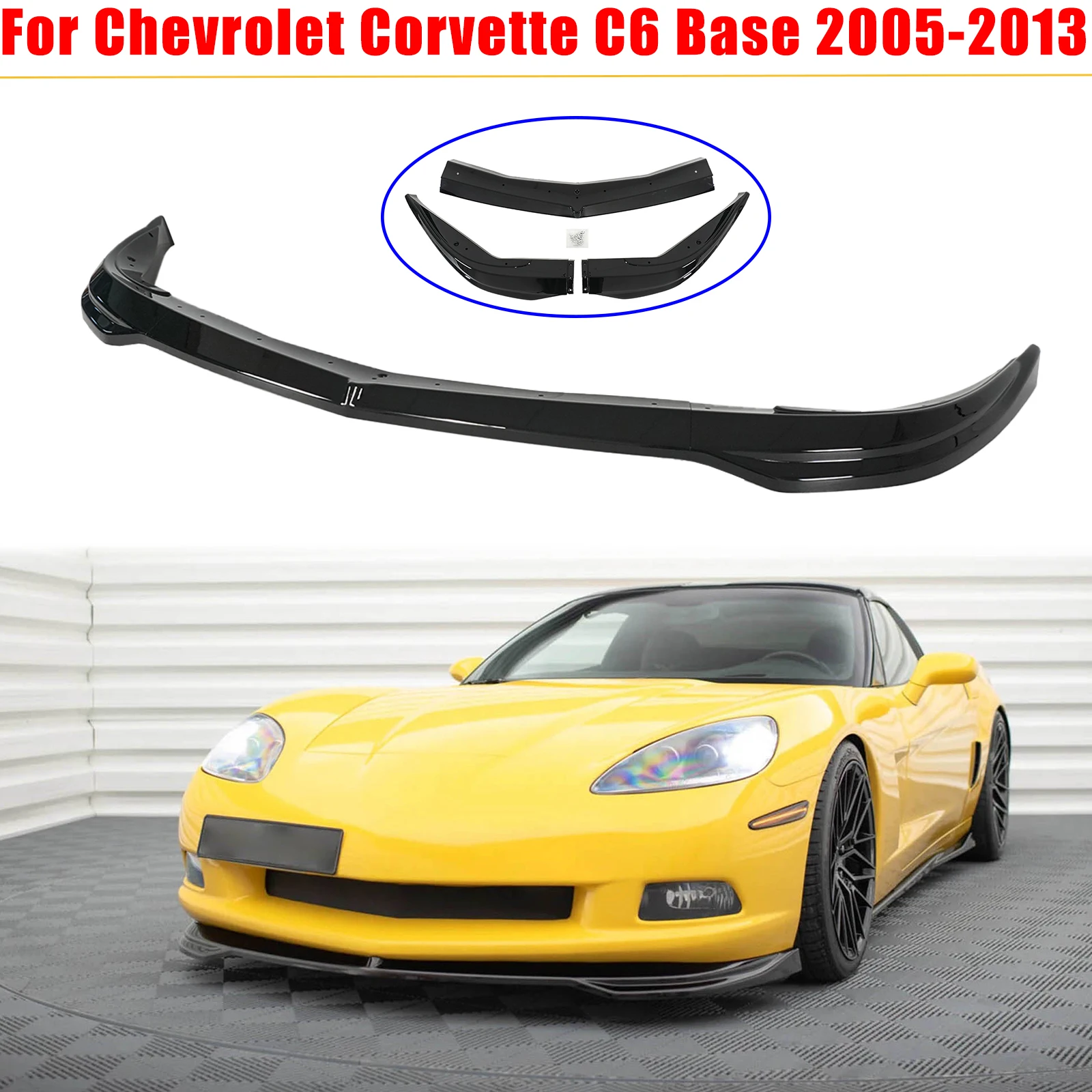 

For Chevrolet Corvette C6 Base 2005-2013 Front Bumper Lip Matte Black Spolier Carbon Fiber Painted Car Accessories Body Kit