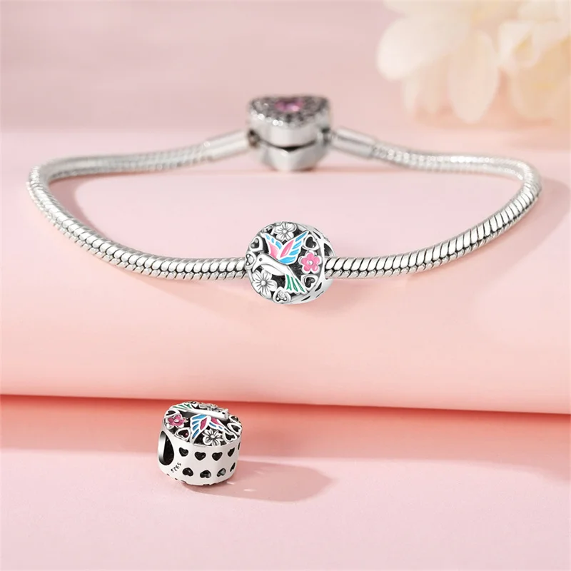 100% Real 925 Sterling Silver kingfisher Charms Beads Fit Original Pandora Bracelets Bangles Jewelry Women Birthday Gifts