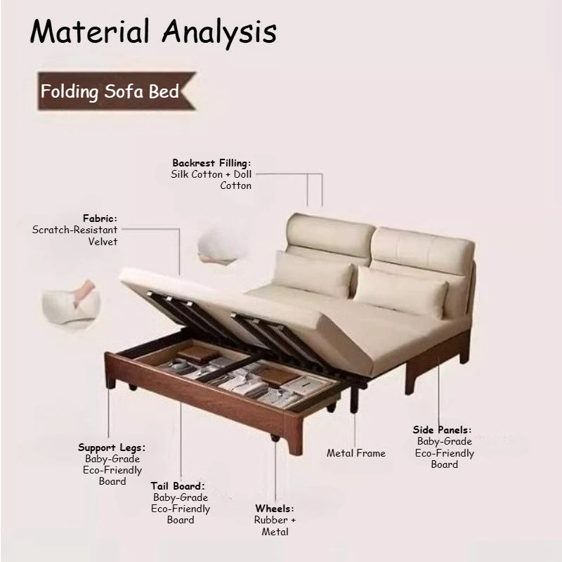 House Decoration Sofa Bed For 2 Person Storage Retractable Sofa Pull Out Folding Multifunctional Full Size Furniture Living Room