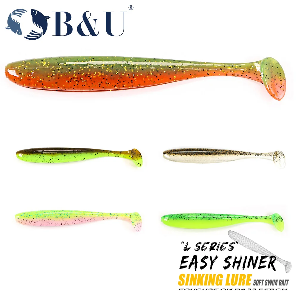 B&U 18/30-teiliges Set Duftende Weiche Plastik-Schwanzflossen-Swimbait Angelköder T-Schwanz Shad-Köder für Barsch und Flussbarsch