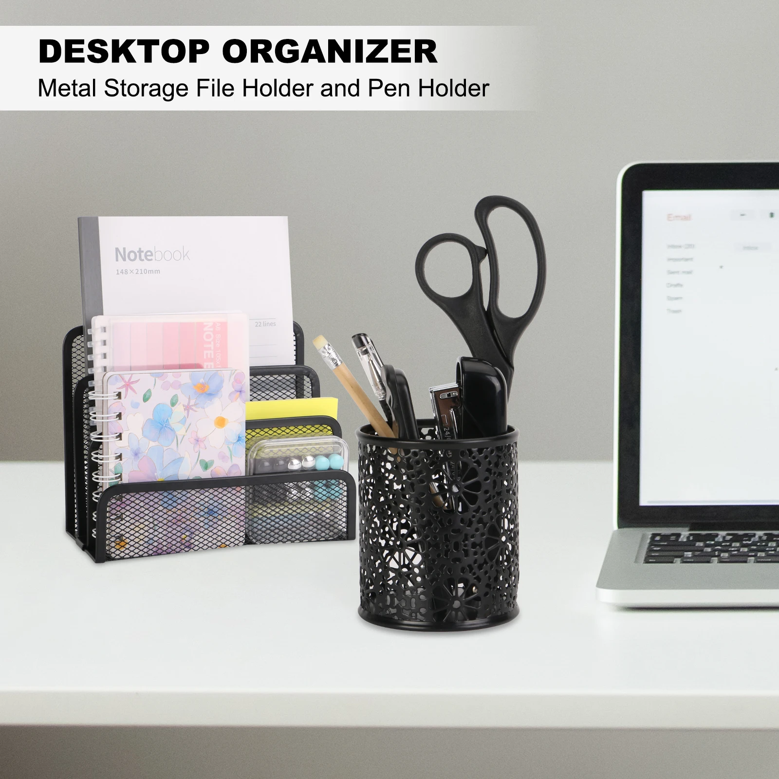 Eagle Metal Desk Organizer Desktop File Holder and Pen Holder Multifunctional Office Supplies Storage Rack