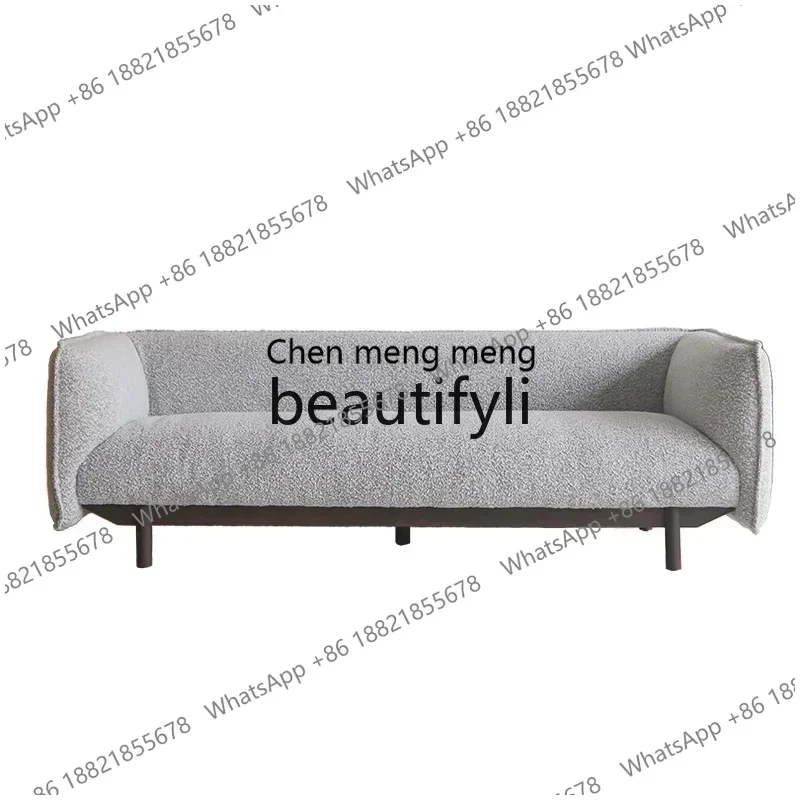 Nordic Italian minimalist solid wood fabric sofa living room three-person small apartment Japanese cream style