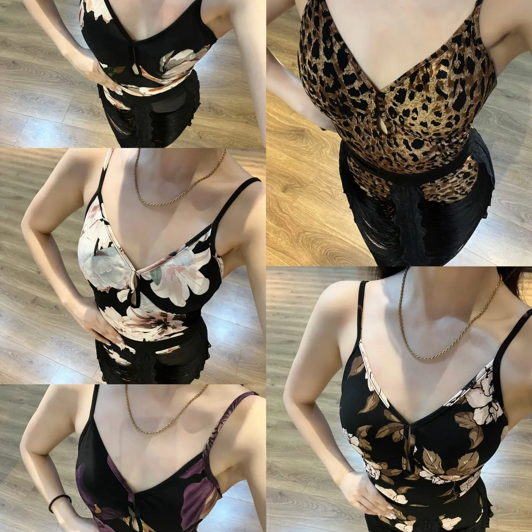 

2025 Women Latin Dance Tops V-neck Print Strap Jumpsuit Practice Clothes Samba Chacha Latin Dance Practice Stage Wear DN21142
