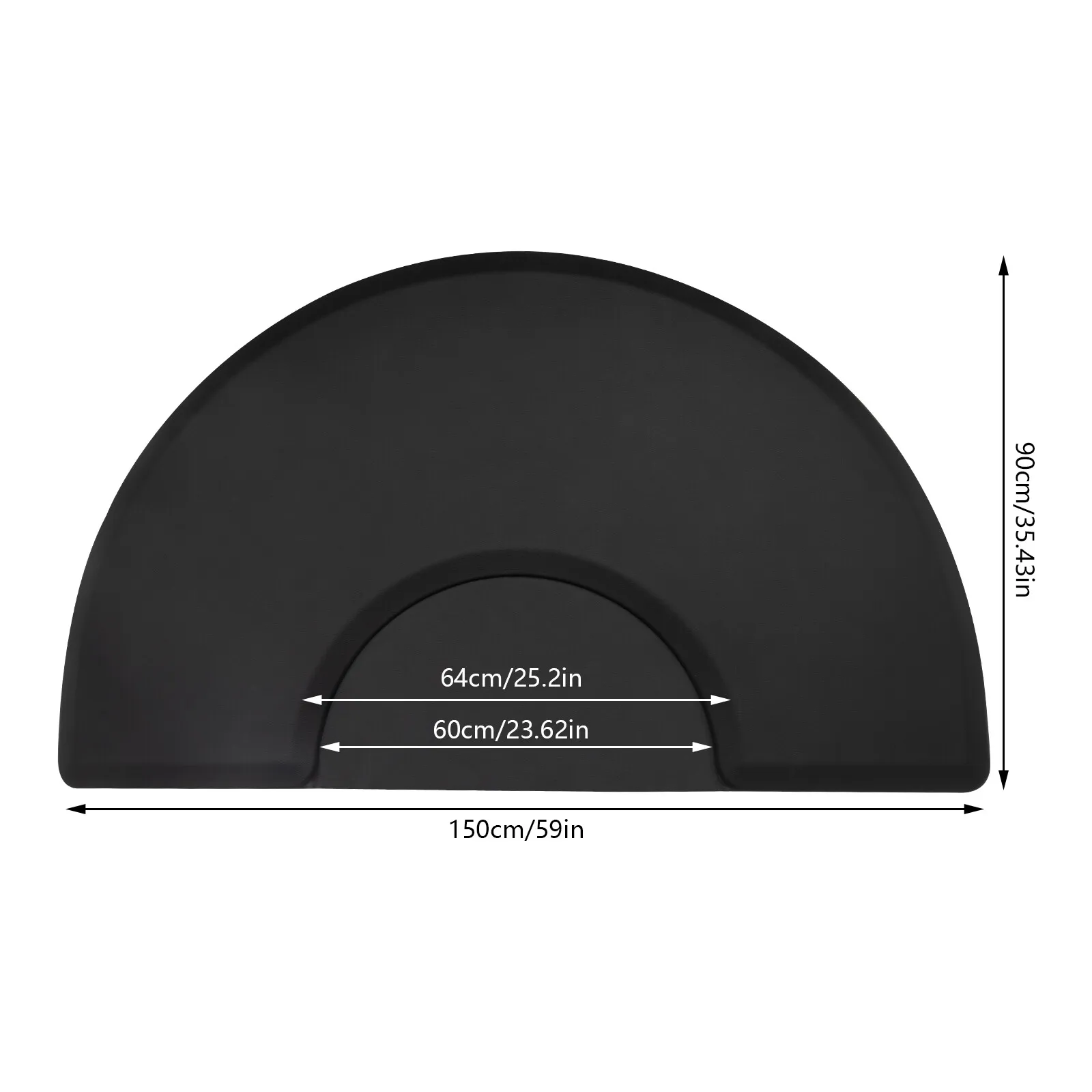 Friseurstuhl-Matte Halbrund 3ft X 5ft Schwarz PU PVC Rutschfeste Barbier-Bodenmatte Verdickt Wasserbeständig Hochelastisch Kinderkissen