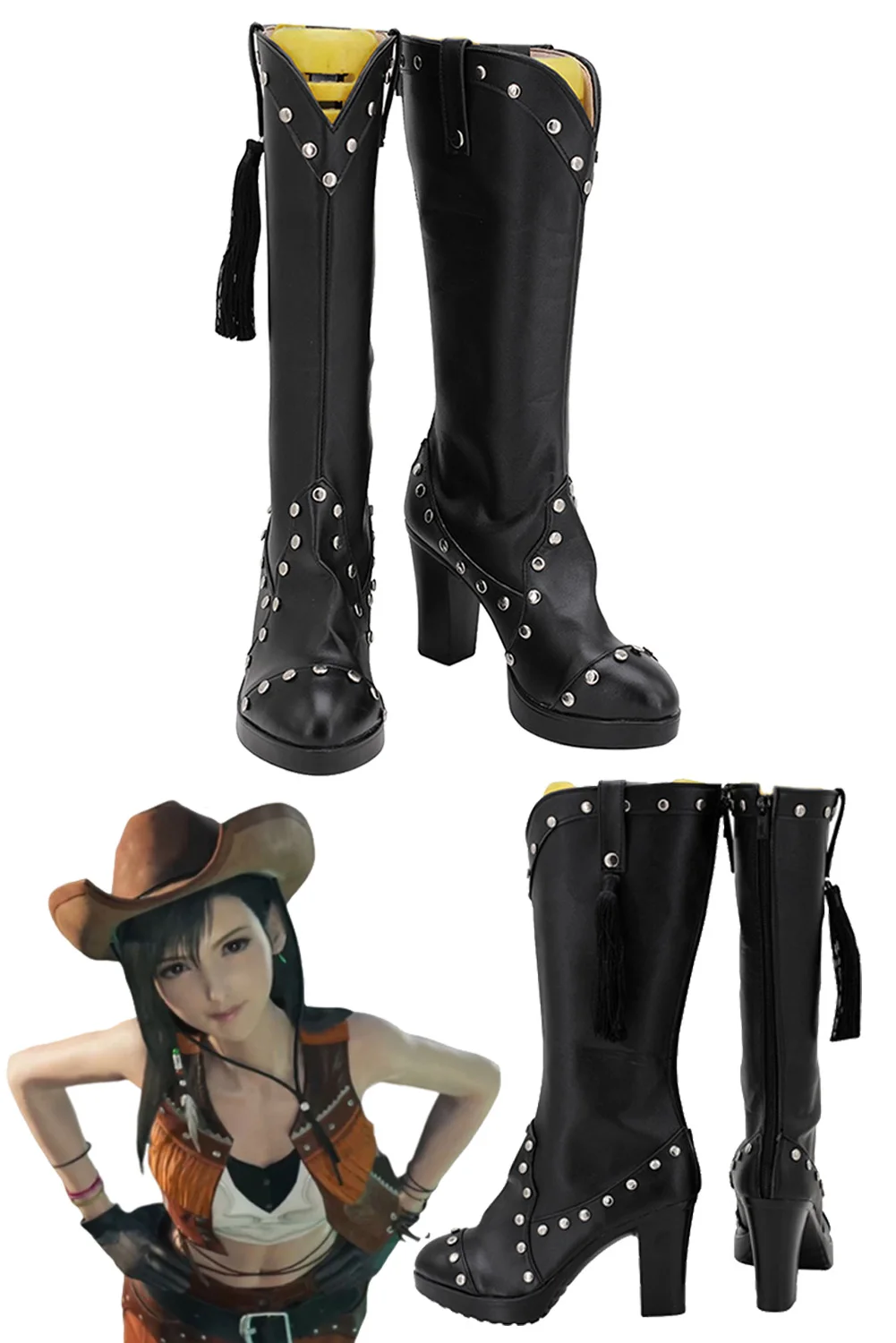 Fantasia Cowboy Tifa Lockhart Cosplay Shoes Game Final Fantasy VII Disfraz Costume Accessories Halloween Carnival Party Props