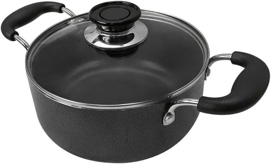 

For Aluminum Dutch Oven Pot Cookware 5 Quart Cooking Stewing Braising with glass lid