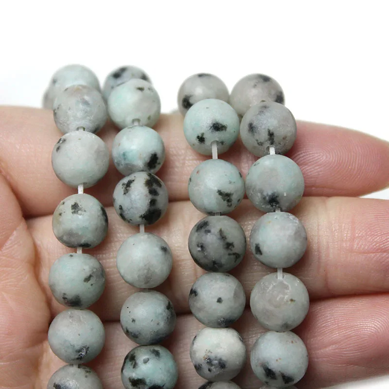 Fosco Tianshan Orchid Loose Bead, manchado de pedra, azul, redondo Kiwi Jasper, 7A Natural, Fabricante