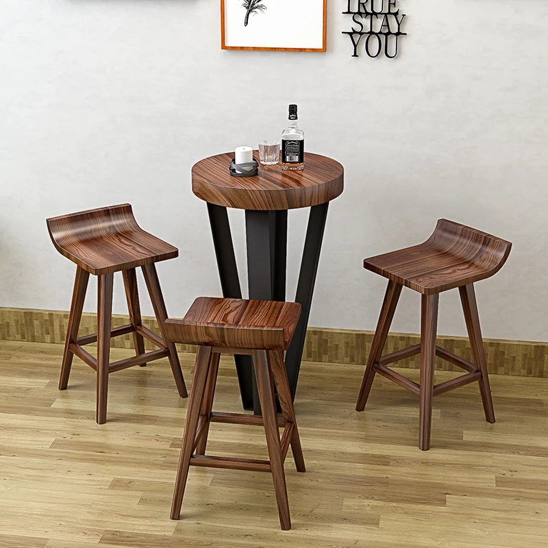 Solid wood bar chair for home use, modern and simple bar chair, backrest, high stool, bar stool, front desk cashier, high chair