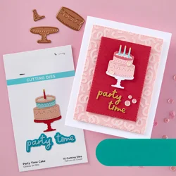 2024 Party Time Cake Metal Cutting Dies For DIY Scrapbook Embossed Make Paper Card Album Craft Template Supplies Decoration Die