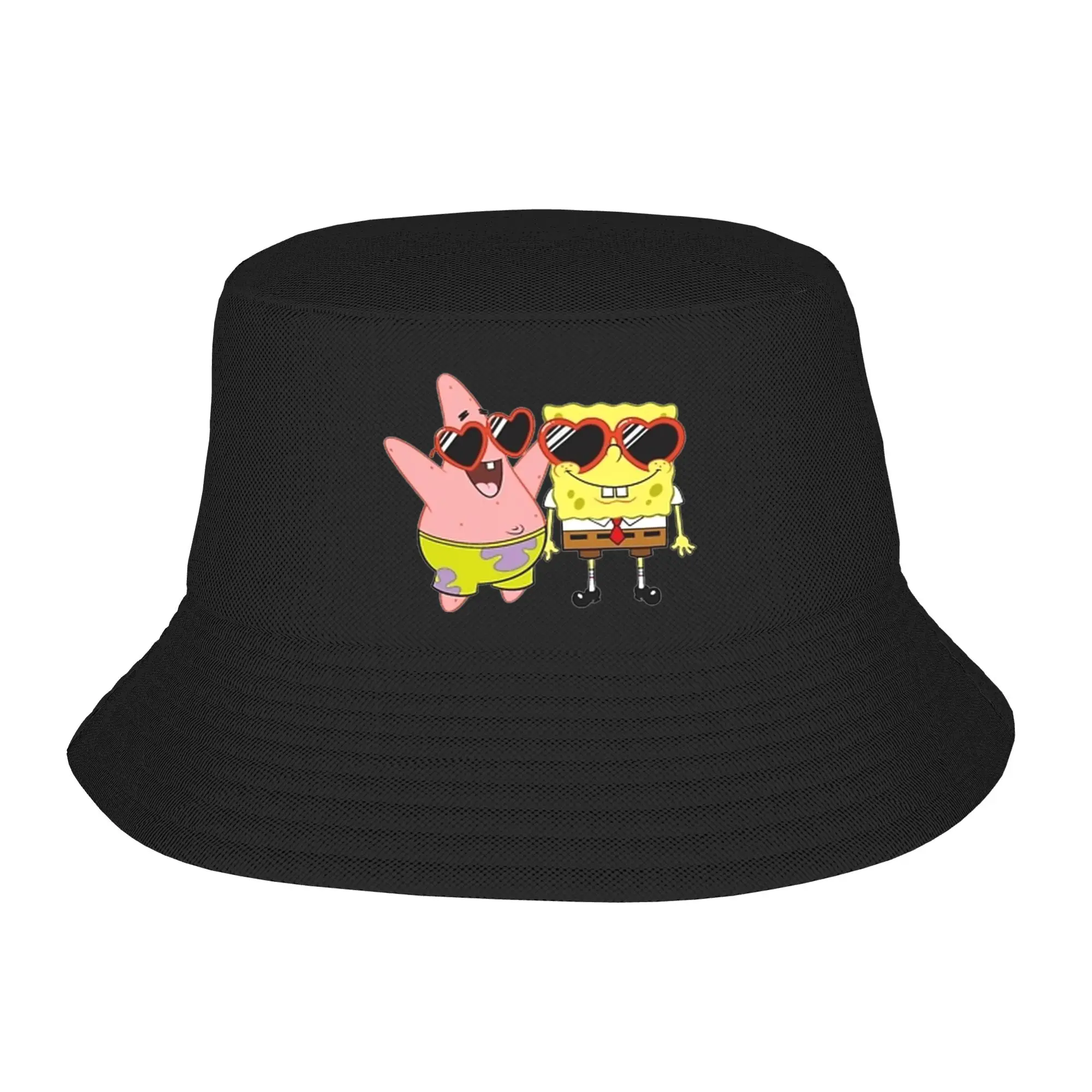 Spongebobs Bucket Hat Heart Streetwear Fisherman Caps für Männer und Frauen, lustige Fischer-Sonnenhüte, Kappe mit Persönlichkeitsdesign