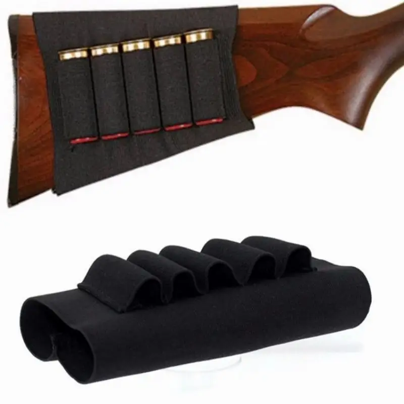 Elastic  Shell Carrier 5-Round Pouch Non-Slip Holder for 12GA 20GA Buttstock