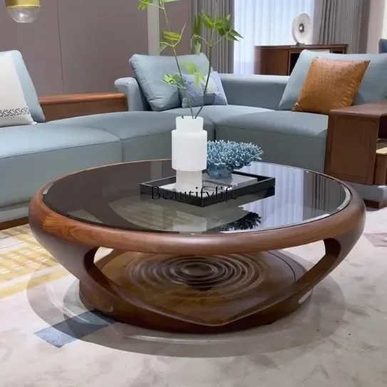 

05-ls 18Italian Minimalist Solid Wood Coffee Table Modern Simple Light Luxury Wabi-Sabi Style Small Coffee Table