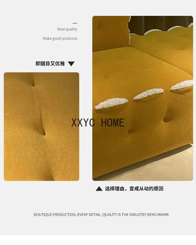 أريكة قماش مربعة إيطالية بسيطة لغرفة المعيشة، شقة صغيرة، خياطة مصممة على الطراز الكريمي