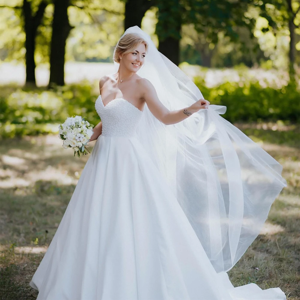 

Customized Luxury Sweetheart A Line Wedding Dresses Sleeveless For Women Bride Bridal Gown amanda novias