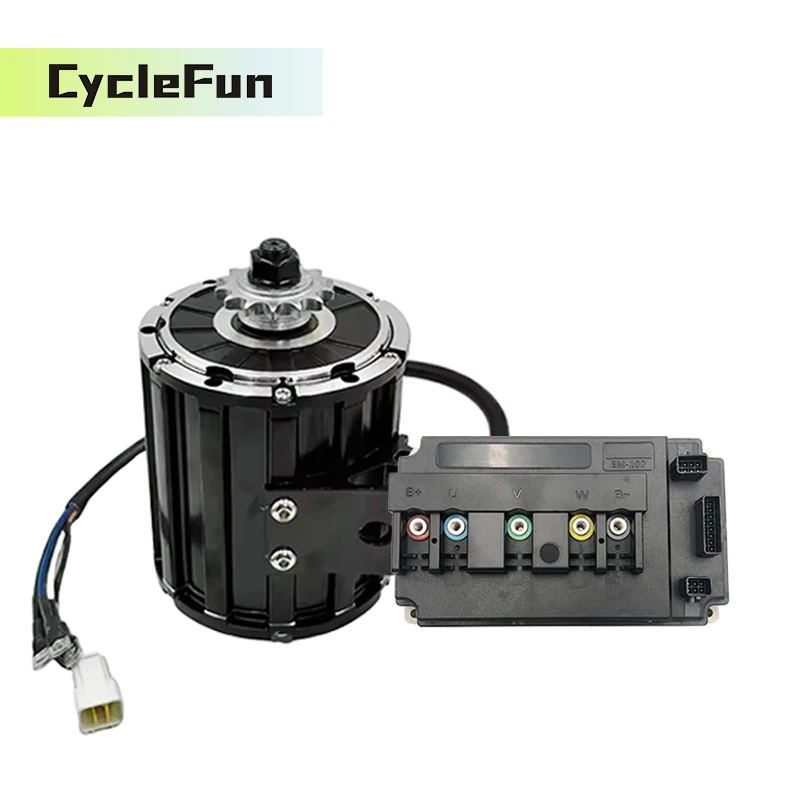 

QS120 2KW 72V PMSM Mid Drive Motor 4600RPM 70H Hall Sensor Belt or Sprocket Type with VOTOL EM100 Controller for E-Scooter