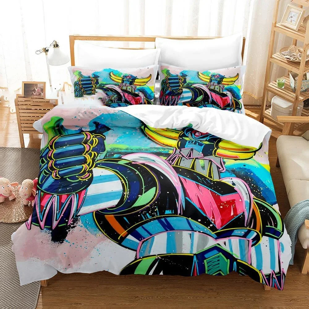 Goldorak Bedding Set 3D Printed Grendizer Duvet Cover 3Pcs Double Twin Full Queen King Adult Kids Bedclothes Quilt Cover