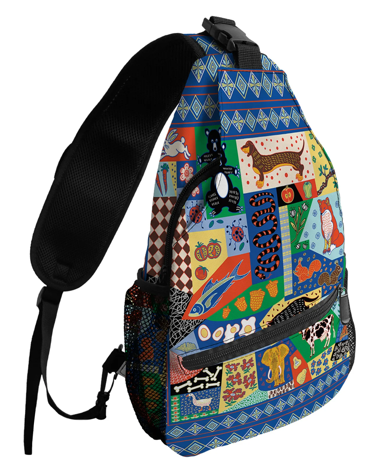 Boho Ethnic Texture Chest Bag for Men Women Casual Crossbody Bag Outdoor Travel Climb Waterproof Sling Bag