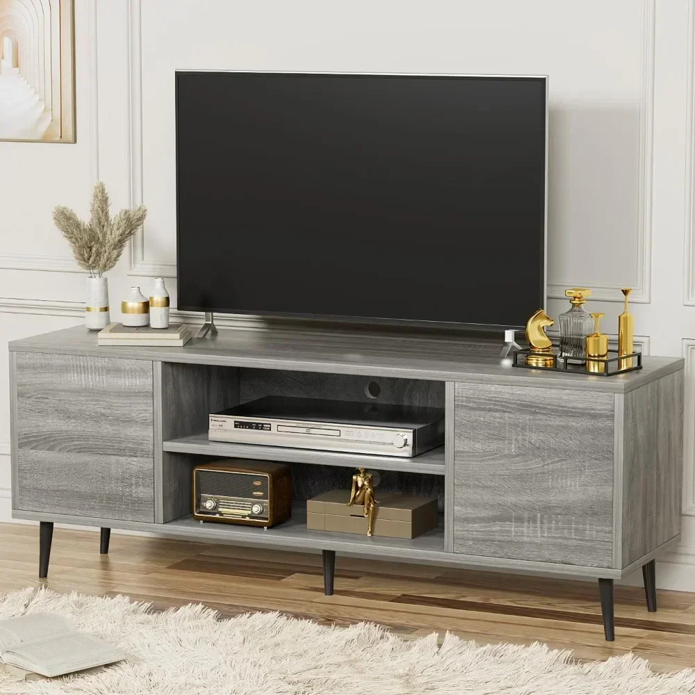

TV Stand 58 Inch Entertainment Center with 2 Doors and 2 Storage Cabinets for TV up to 65 inch, TV Console Table for Living Room