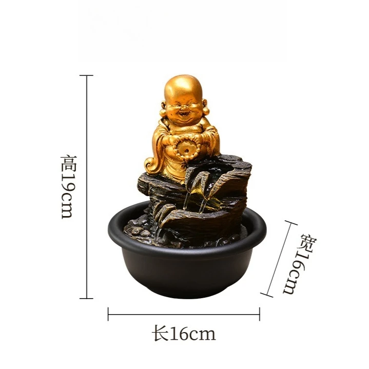 Flow Ornament Modern Living Room Indoor Table Craft Decor Simulated Rock Layer Cascade Design Round Integral Holding Basin Base