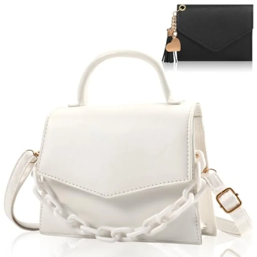 

Small Crossbody Bags for Women Girls Trendy Top Handle Satchel Purses with Detachable Acrylic Chain
