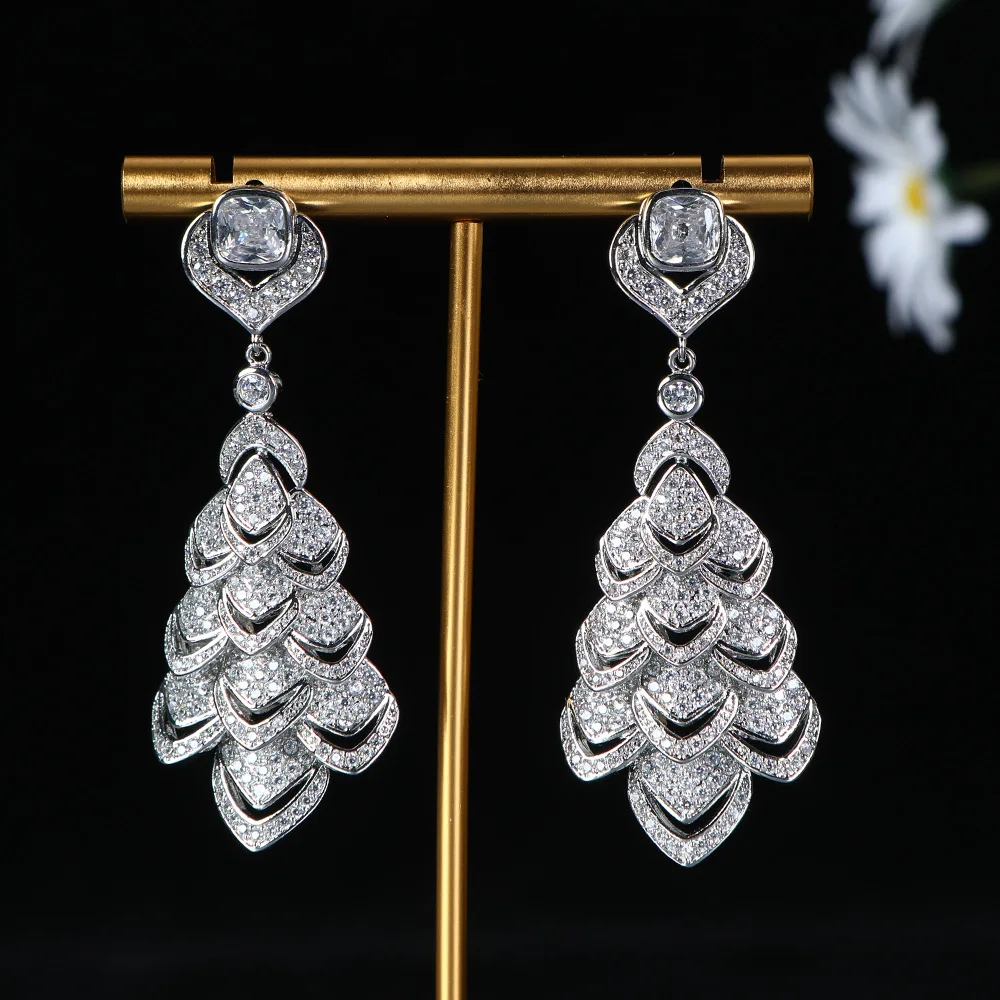 

HIBRIDE New Elegant Dazzling Fish Scale Earrings Women's Jewelry Dress Accessories for Holiday Travel Wedding Prom Gifts E298