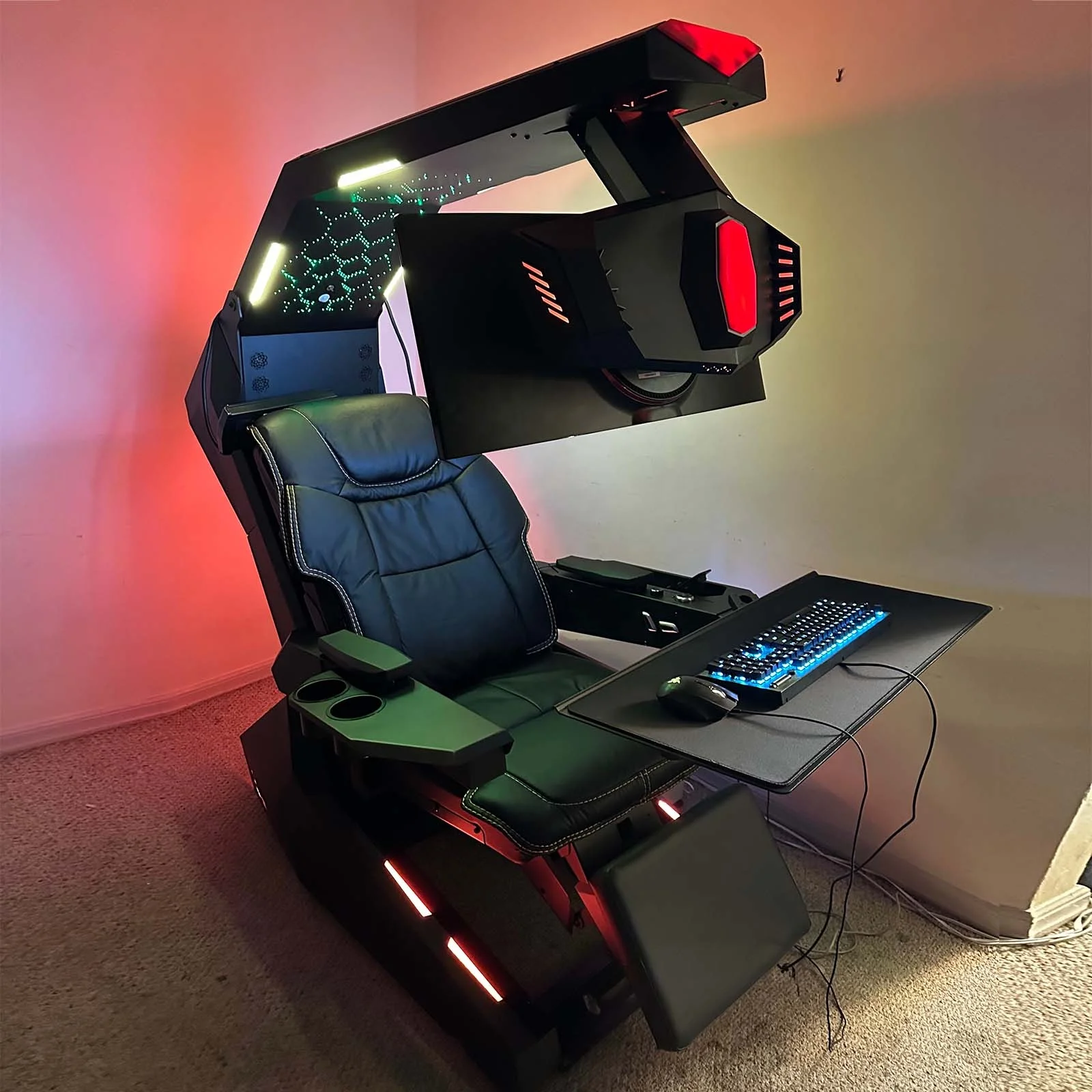 

RTS IW-R1 PRO Zero Gravity Recline Workstation Chair GIMI Gaming COCKPIT , Works Triple Monitor Tilting Rig VR Imperator IWR1