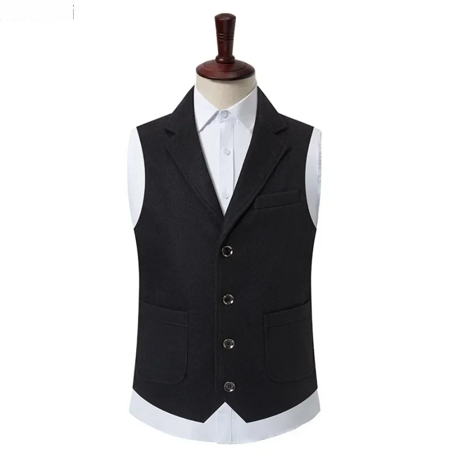 Frühling Herbst Westen für Männer Casual Weste Jacke Wolle V-ausschnitt Schlank Solide Weste Mode Vielseitig Anzug Weste männer Kleidung