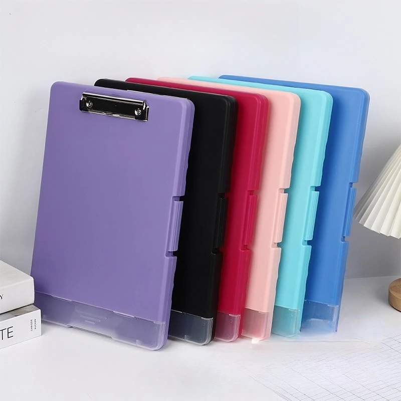 A4 Plastic Plate Clip Box Folder Multifunctional Data Storage Carry Pen Case Writing Board Folder File Box For Office School