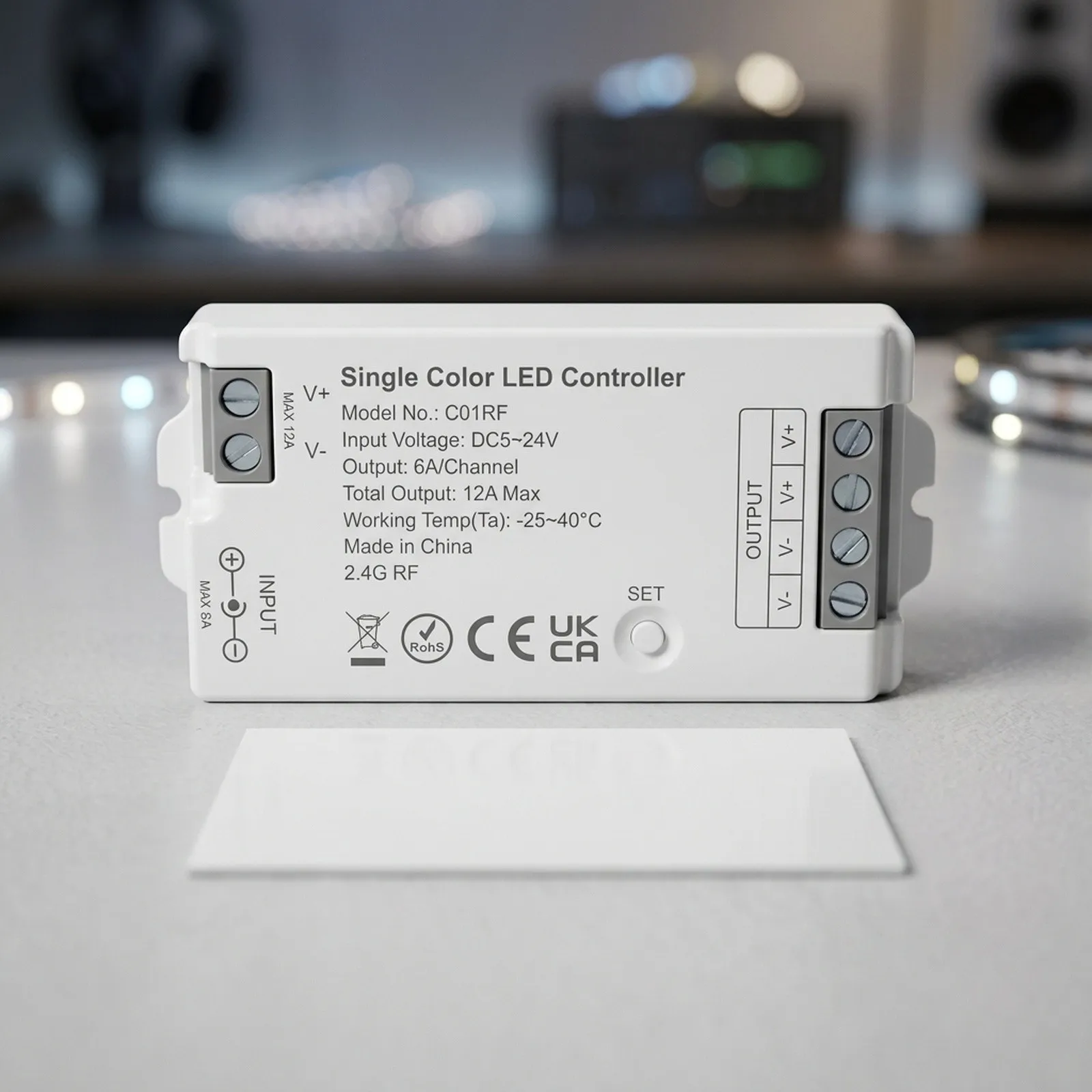 For Home Ambient Lighting LED Strip Controller 2.4G RF Controller DC5V 12V 24V Input 4-Wire Connection PC Material Housing