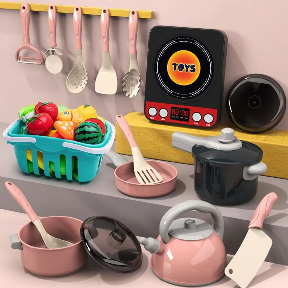 28/61/71PCS 핑크 시뮬레이션 주방 용품 세트 플라스틱 놀이집 모방 조리기구 부모-유니섹스 게임 장면 모델