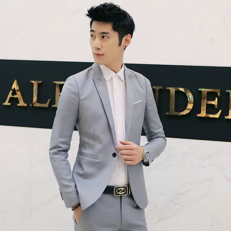 Summer Men\'s Casual Suit Fashion Business Office Trendy Non-ironing Anti-wrinkle Suit Jacket Solid Color Slim Fit Men\'s Suit